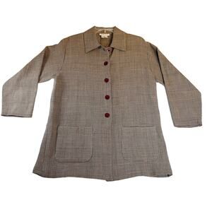 Vantana Italy 100% Wool Blazer Woman's M Vintage Made In USA Brown Plaid